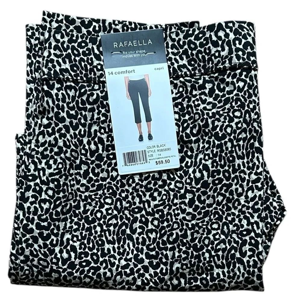 NEW Rafaella Leopard Pattern Pull On Comfort Capris